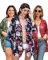 3 Pack Women's Swimwear Cover Ups Navy, Olive, Red Floral