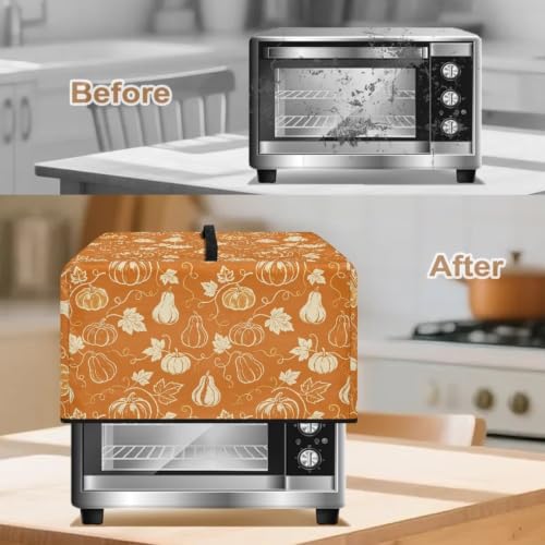 Image of Air Fryer Toaster Oven Dust Cover, Countertop Microwave Oven Cover for Home Indoor Fall Decor, S, 18.25 x 14.5 x 11 Inches, Pumpkin Leaf Orange