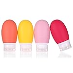 LIYUABU Leak Proof Silicone Travel Bottles,4 Pack 2oz Liquid Squeezable Refillable Portable Accessories/Cosmetic Containers,BPA Free,Travel Size Bottles for Toiletries Shampoo Conditioner Lotion