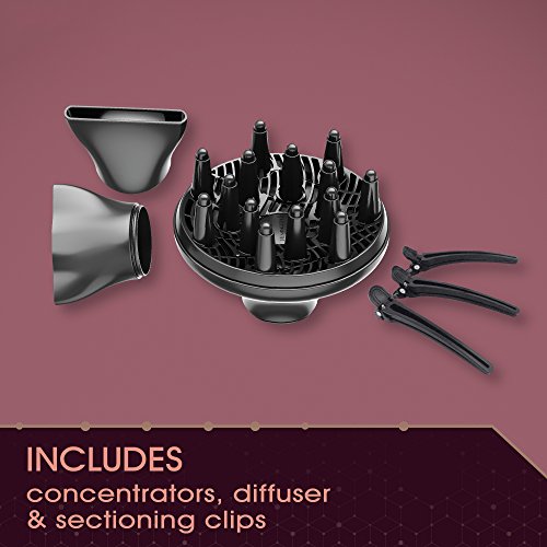 Image of Remington Pro Ionic Hair Dryer 1875W with Diffuser, 2 Concentrators, 3 Sectioning Clips, 3 Heat and 2 Speed Settings, Cool Shot Button