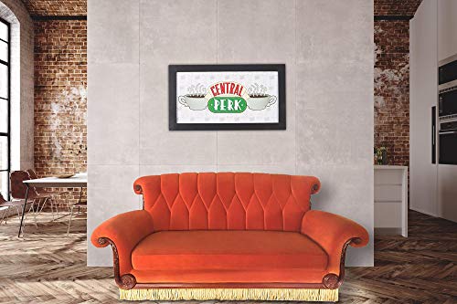 Friends Central Perk Coffee Shop 3-Seater Couch Authentic Replica | Upholstered Orange Sofa For Living, Guest, Media Room | 90 x 41 x 43 Inches