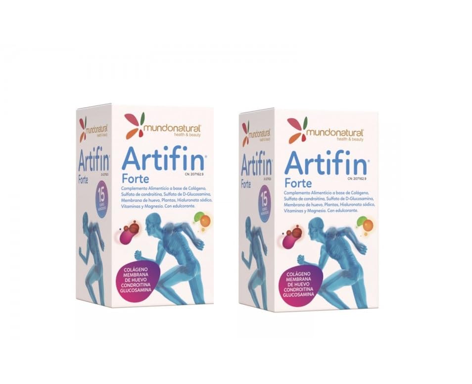 Mundonatural Artifin Forte Pack 2 Unidades 15 Sobres con Colágeno, Condroitina, Glucosamina, Membrana de Huevo, Hialuronato Sódico, Vitaminas y Magnesio