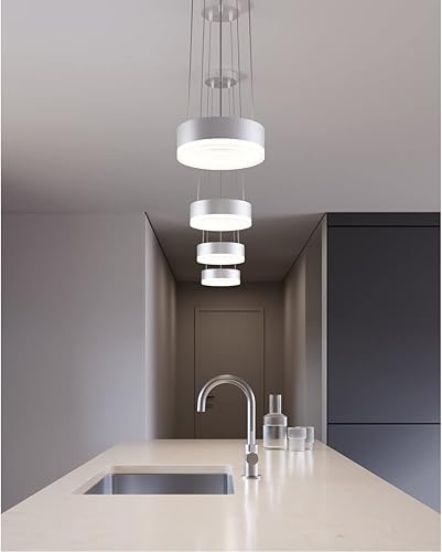 Miniatura 5 de Sonneman Modern Lighting 2311.16 Corona - Lámpara colgante LED con anillo de 1 luz para isla de cocina o comedor con cubierta acrílica, cable