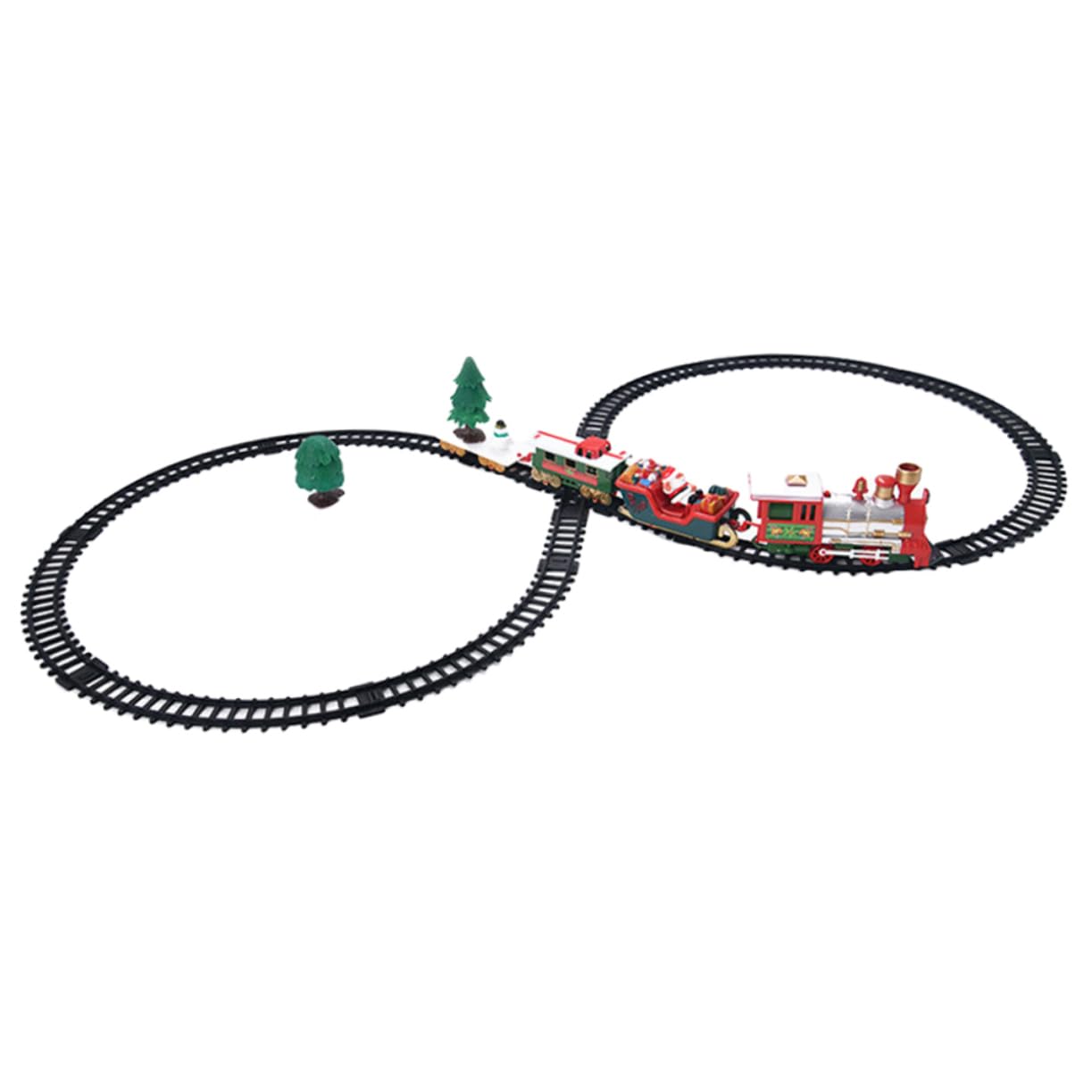 TOYANDONA Trenino Elettrico Natalizio in Plastica con Binari, Giocattolo Educativo per Ragazzo Ragazza, Promuove Creatività e Motricità Fine, Decorazione per Addobbo Festivo o Scrivania