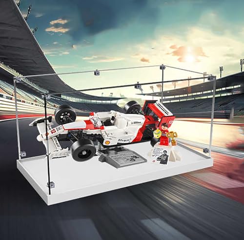 Vitrina acrílica a prueba de polvo diseñada para LE-GO 10330 McLaren MP4/4 & Ayrton Senna modelo de bloque de construcción, caja transparente, caja de visualización compatible con Le-go 10330. (Sin