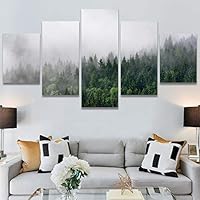 SIGNWIN 5 Panel Canvas Wall Art Modern Art Dramatic Forest Multicolor Photography Romantics Scenic for Home Decorations Ready to Hang - 60