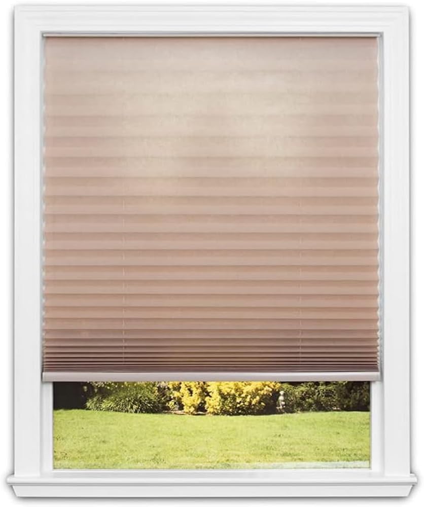 Redi Shade No Tools Easy Lift Trim-at-Home Cordless Pleated Light Filtering Fabric Shade Natural, 30" W x 64" L, (Fits windows 19"- 30")