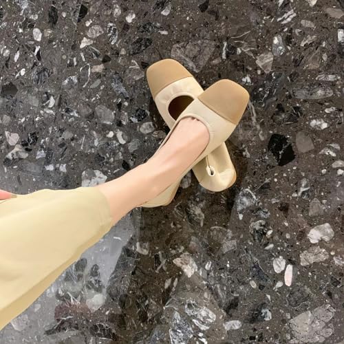 Women's Fashionable Square Toe Soft Sole Shallow Cut Flat Shoes Summer Comfortable Soft Leather Casual Shoes4