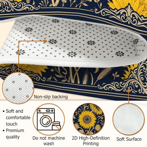Alfombra de girasol antideslizante con estampado floral lavable para el ba&ntilde;o 7