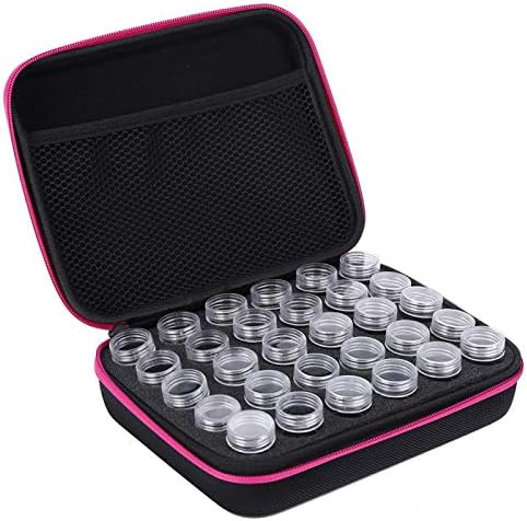 30 Slots Diamond Painting Accessory Storage Boxes Foam Insert Embroidery Box with Convenient Portable Handle Clear Plastic Diamond Embroidery Box(Red Rose)