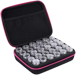 30 Slots Diamond Painting Accessory Storage Boxes Foam Insert Embroidery Box with Convenient Portable Handle Clear Plastic Diamond Embroidery Box(Red Rose)