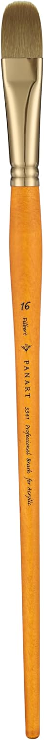 Pan Art Synthetic Filbert Brush No.16 for Acrylic Painting - Orange and Brown - 1 Piece