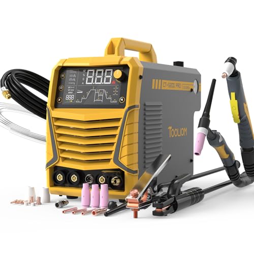 TOOLIOM CUT/HF TIG/Pulse TIG/Spot Welding/Stick 5 in 1 Portable Welding Machine: 50A Air Plasma Cutter 200A TIG Welder 180A Stick Welder with Dual Voltage 110&220V