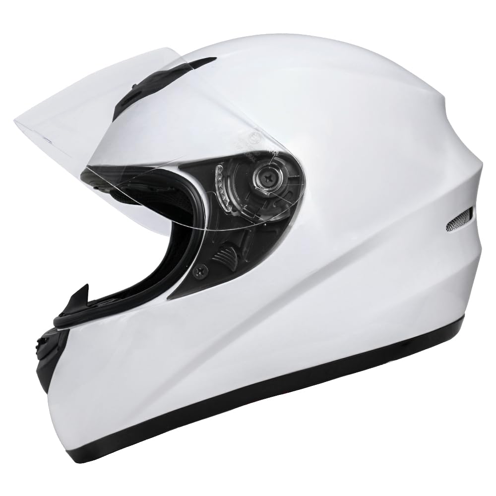 – Zorax White L (59-60cm) Full Face Motorcycle Motorbike Helmet ECE 2206 Approved