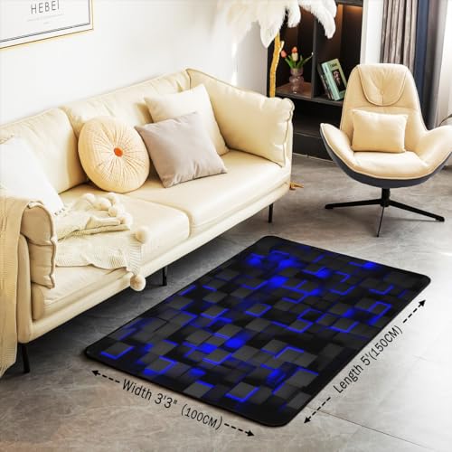 Tapete decorativo geométrico azul 59 x 39 in miniatura 3