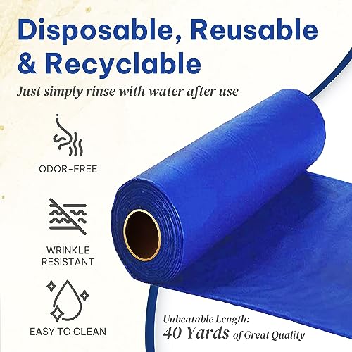 Amatra All-Purpose Plastic Table Cover Roll With Self-Cutter, Alternative To Regular Tablecloth, Disposable Table Cover, Plastic Table Cloth, 54 Inches X 120 Feet (40 Yards), Blue #TOP5