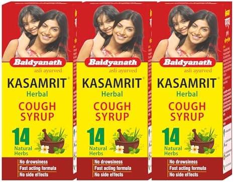 Baidyanath Kasamrit - Herbal Cough Syrup - 100 ml (Pack of 3)