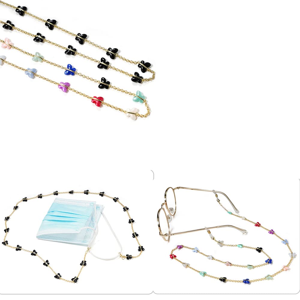 Schlichte, vielseitige Brillenketten, Brillenketten, Sonnenbrillen-Gurthalter, Schmetterlings-Stil, Brillen-Halterkette for Damen(Multicolore)