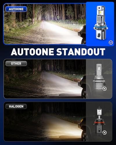Image of AUTOONE 9007 /HB5 LED Bulb Hi Lo 50000LM for Automotive Halogen 9007 Light, 1:1 Size 99% Compatibility, Plug-N-Play, 70,000+H Longer Lifespan