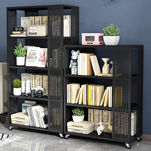 Fifor 360° Rotating Children Bookshelf, 2-4 Tier Freestanding Display Stackable Bookcase, Stimulate Children's Interest In Reading, Toy Orangize Rack (Color : Black, Size : 70 * 35 * 131Cm) #TOP3