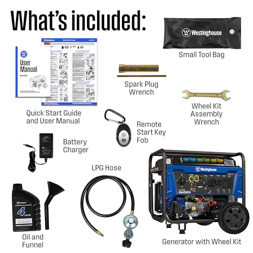 Image of Westinghouse 14500 Peak Watt Tri-Fuel Home Backup Portable Generator, Remote Electric Start, Transfer Switch Ready, Gas, Propane, and Natural Gas Powered