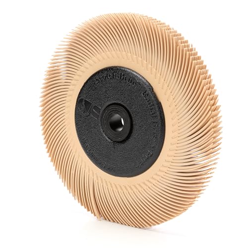 Image of Cubitron Radial Bristle Brush, 6 in x 7 /16 in x 1 in 6 Micron with Adapter, Peach, 5 /Case