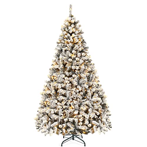 Goplus 9ft Pre-Lit Flocked Pine