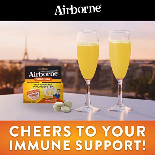 Airborne Vitamin C 1000Mg (Per Serving) - Zesty Orange Effervescent Tablets (10 Count Box), Gluten-Free Immune Support Supplement, With Vitamins A C E, Zinc, Selenium, Echinacea & Ginger (Pack Of 2) #TOP4
