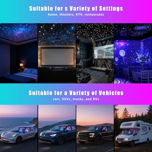 Image of Dual Color Starlight Headliner Kit, 1000pcs 13.1ft Star Lights for Car | 20W Twinkle Music Sync RGBW Fiber Optic Star Ceiling Lights with APP Remote Control, Home Ceiling Decor