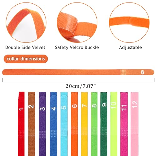 Image of Newborn Puppy Collar Set of 12 with Numbered Tags & Weight Tracker Chart, Soft Adjustable Kitten Collar, Puppy Collars for Litter, Whelping Supplies for Kitten Small Dogs (S /M /L) (S)
