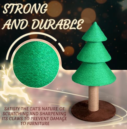 Rascador para gatos en forma de árbol de Navidad verde 31.5 in miniatura 3