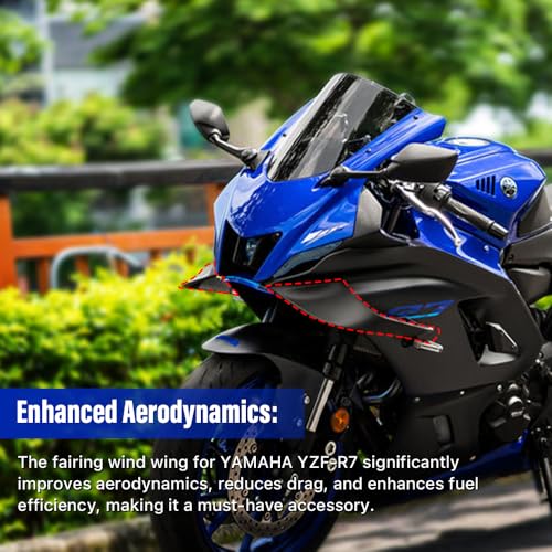 Image of MANCANL Motorcycle Winglet Fairings for Yamaha YZF-R7 (2021-2024) - Spoiler Wing for Motorcycle Lightweight, Durable ABS Plastic, Easy Install (Bright Black)