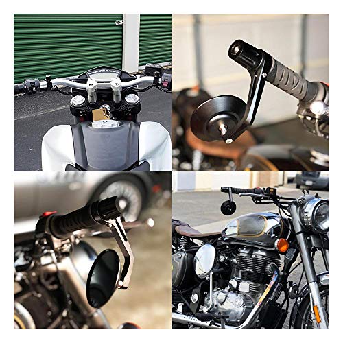 Kemimoto Motorcycle Handlebar Bar End Mirrors, Rearview Mirror Blue Lense Anti Glare Universal 7/8" Handle Round Compatible With Most Motorcycle, E-Bike, Scooters, Atv, Utv #TOP6