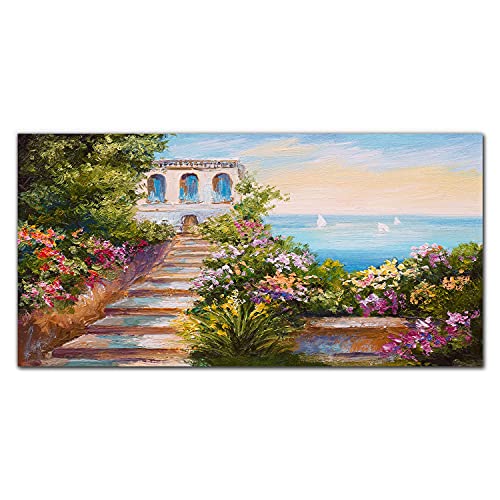 Tableau en verre 100x50cm Fleurs de mer ciel décoration murale