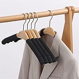 Perchas Antideslizantes, Perchas De Esponja De Madera Que No Dejan Marcas, Perchas De Tela Suave para Ropa De Mujer, Suéteres, Vestidos, Ropa, Bodas, Lencería, Paquete De 5,Negro