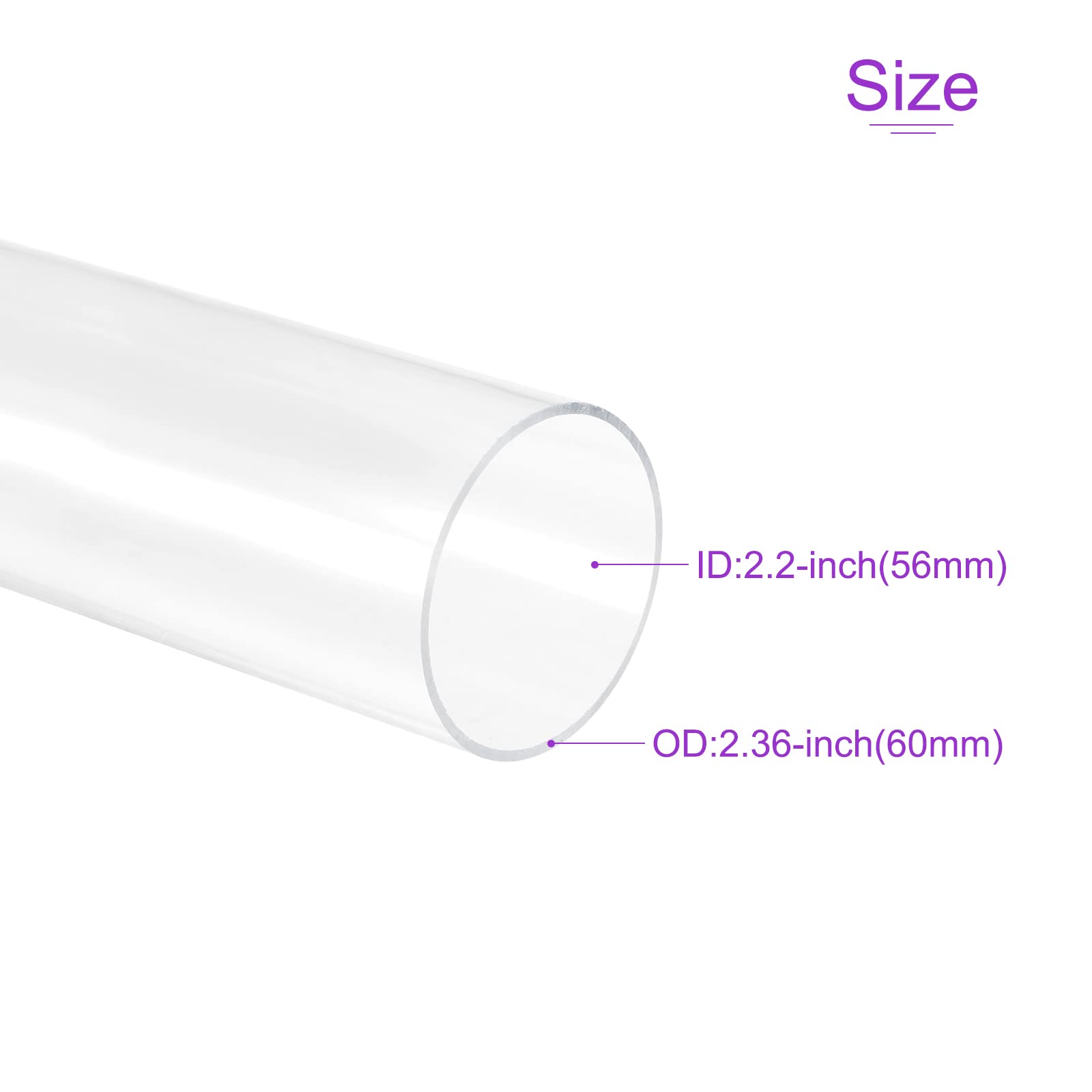 DMiotech 56mm x 60mm 8" Trasparente Acrilico Tubo Rigido Plastica Tubo per Acquario Acqua Tubo, Acqua Raffreddamento Sistema, Idraulico