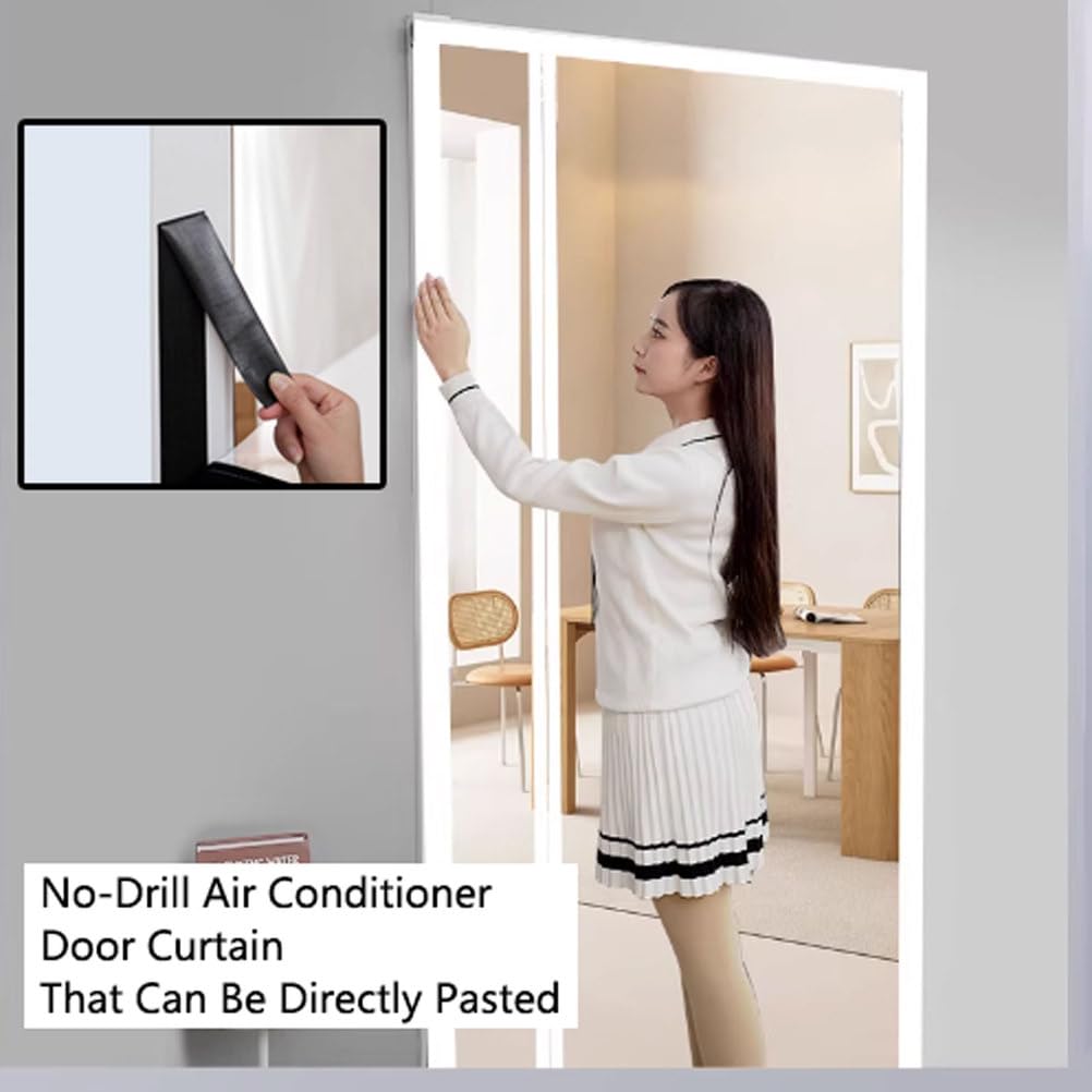 Tende per Porte Trasparenti con Isolamento Termico Copertura Divisoria Invernale per Porte con Magnete Tenda Porta a Mani Libere per Cucina Soggiorno Chiusura Automatica,A,80x210cm