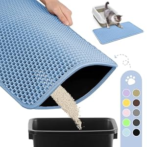 Cat Litter Mat – 23.2” x 14.6” Small Litter Trapping Mat, Easy to Clean Litter Box Mat, Waterproof, Urine-Proof, Non-Slip Kitty Litter Mats for Floor,Blue
