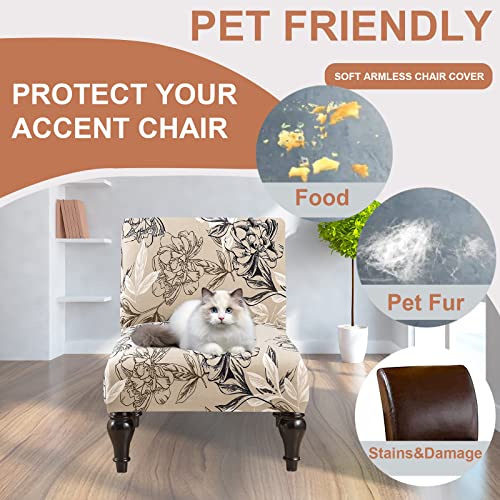 Image of Eco-Ancheng Armless Chair Slipcover Removable Armless Accent Chairs Covers Washable Armless Slipper Chair Slipcover Printed Armless Chair Furniture Protector Covers for Living Dining Room Hotel