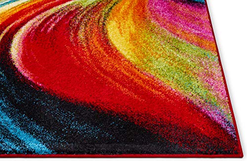 image for Well Woven Aurora Multi Red Yellow Orange Swirl Lines Modern Geometric