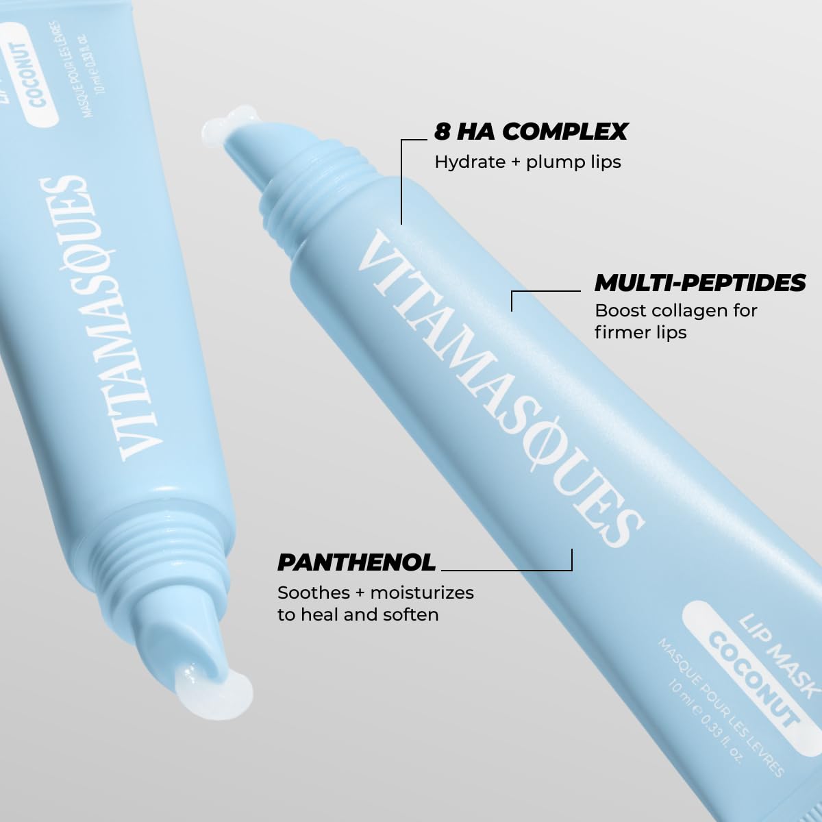 Vitamasques Overnight Lip Mask, Hydrating Coconut Flavor Lip Balm Moisturizer with Vitamins & Natural Oil Hydrates - Image 2
