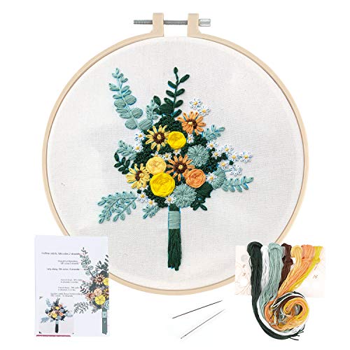 Sumplee Full Range of Embroidery Starter Kit for Beginners Adults for Kids Including Embroidery Hoop Embroidery Cloth Color Threads and Tools,Creative DIY Material Package Self-Embroidery
