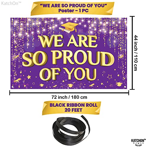 Image of KatchOn, We are So Proud of You Banner - XtraLarge, 72x44 Inch | Graduation Backdrop Purple and Gold for Graduation Party Decorations 2026 | Congratulations Banner for Graduation Decorations 2026