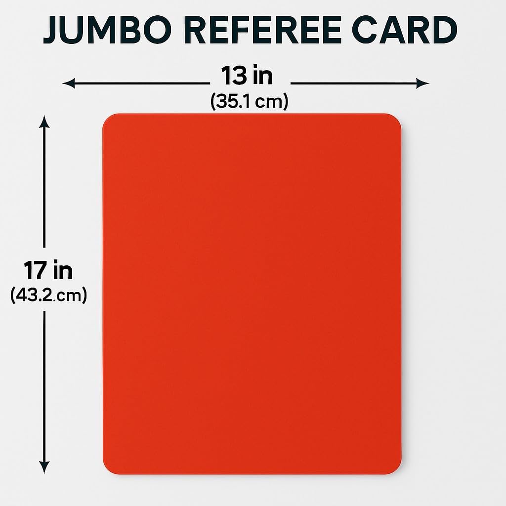 Jumbo Referee Card - 17" x 13" Oversized Red and Yellow Dual-Sided Referee Card for Sports Fans - Game Day Prop, Stadium Accessory, Soccer Crowd Favorite - 5mm Thick