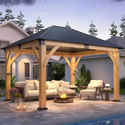 COVERONICS 11FT x 13FT Outdoor Spruce Wood Gazebo