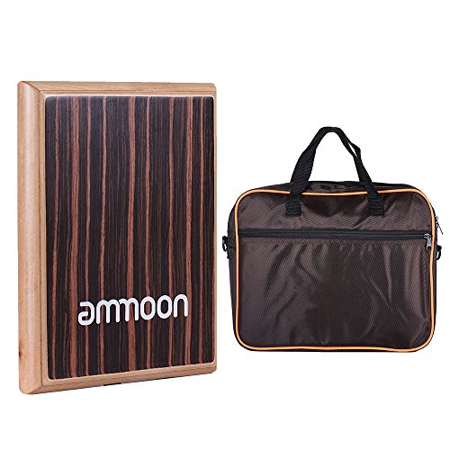 ammoon Compact Travel Box Drum Cajon Flat Hand Drum Percussion Instrument with Adjustable