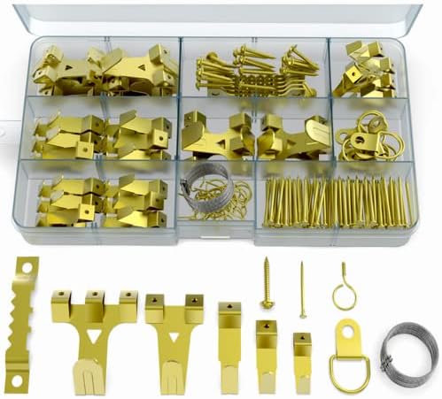 260 Pcs Heavy Duty Picture Hooks for Hard Walls | Picture Hanging Kit with Wire, D-Rings, Sawtooth Hangers and Nails with Screws | Picture Hanging Hooks for Picture Frames, Mirrors, Paintings & Decor