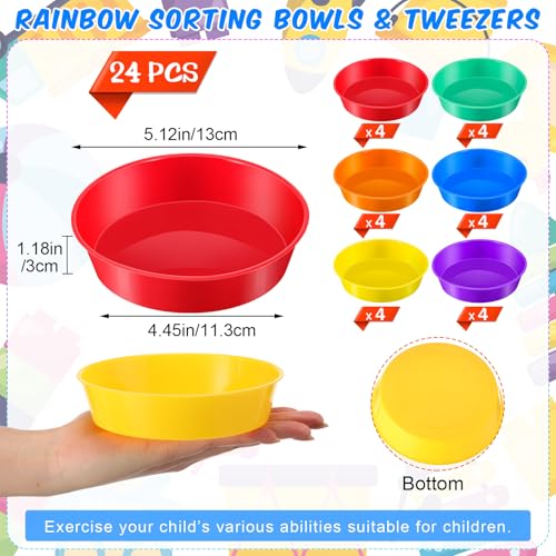 Image of 24 Pcs Sorting Bowls for Preschool 6 Colors Counting and Sorting Bowls for Toddlers Early Math and Fine Motor Skills STEM Sets Gift for Toddlers Kids