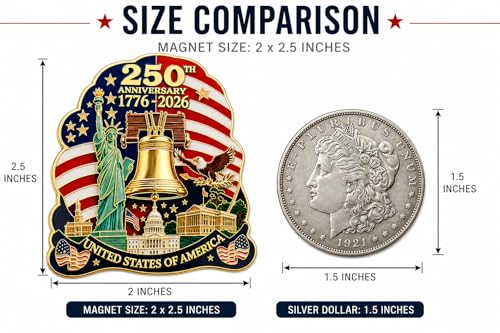 Imán decorativo colección 250o Aniversario USA oro miniatura 6