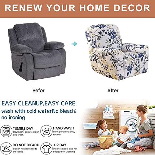 Image of Eco-Ancheng Recliner Slipcovers 4-Pieces Lazyboy Recliner Covers Recliner Couch Covers Recliner Chair Cover Non Slip Reclining Slipcovers with Storage Pockets Furniture Protector for Living Room